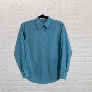 FOXCROFT Wrinkle Free Button Down Shirt - Steel Blue - Ladies Size 4P